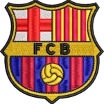 Patch brodat cu sigla FC Barcelona, diametru 8.5 cm, prindere Velcro sau Heat Seal