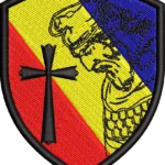 Patch brodat Decebal cu cruce pe tricolor