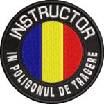 Patch brodat Instructor în poligonul de tragere, cu steagul României