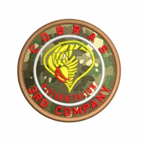 Patch brodat COBRAS 3RD COMPANY pe multicam, cu prindere Velcro