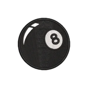 Patch brodat 8 Ball rotund – 8,5 cm, Velcro sau Heat Seal